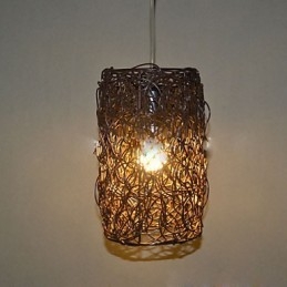 Moderne Landlig Cany Art Vevd Rotting Enkelthodet Droplight-Lampe
